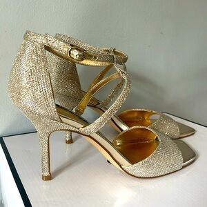 Nine West Women’s Champagne Formal Heel Sandal Size 8